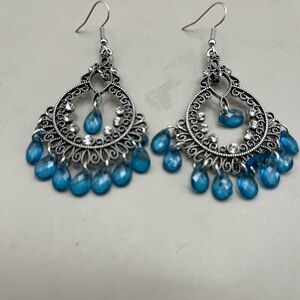 Elegant Silver and Blue Dangle Earrings